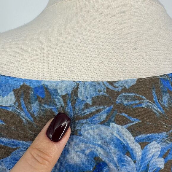 Le Ragazze Floral Maxi Dress XL Fit Flare Elastic Silk Blend Garden Party Fairy - Picture 14 of 16